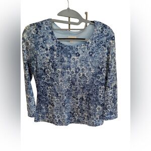 Floral Blue Long-Sleeve Top by Cleo